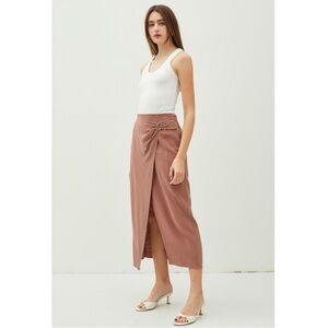 NWOT. Be Cool Muted Pale Wine Linen Blend Asymmetric Midi Skirt. Size M